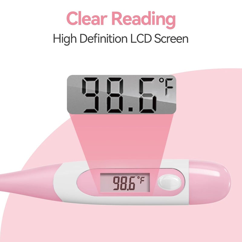 Snomd Clinical Digital Thermometer for Adults and Babies, Oral Armpit and Rectal Temperature Thermometer for Fever with Alarm, Flexible Tip - Image 2